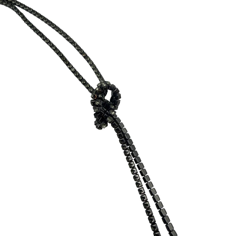 3/$25 - Express Gunmetal Tassel Necklace Double Chain Statement - Picture 5 of 5